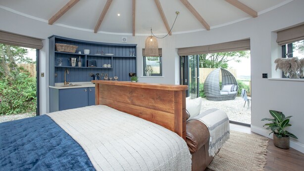 Unclassified image, 1 of 16, button - Cynefin Roundhouse  -  A luxury cabin exclusive for couples with hot tub. (Bude)
