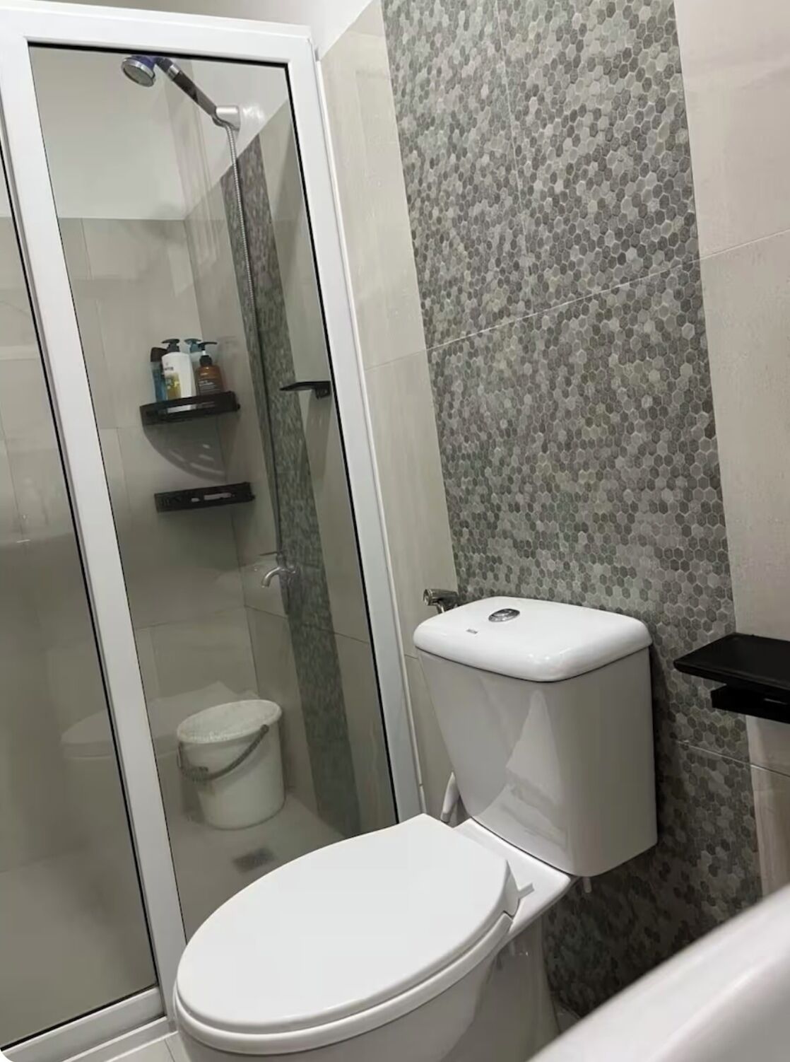Shower, bidet, towels, soap