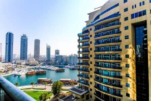 Enjoy waterfront views from spacious balconies in this contemporary building.