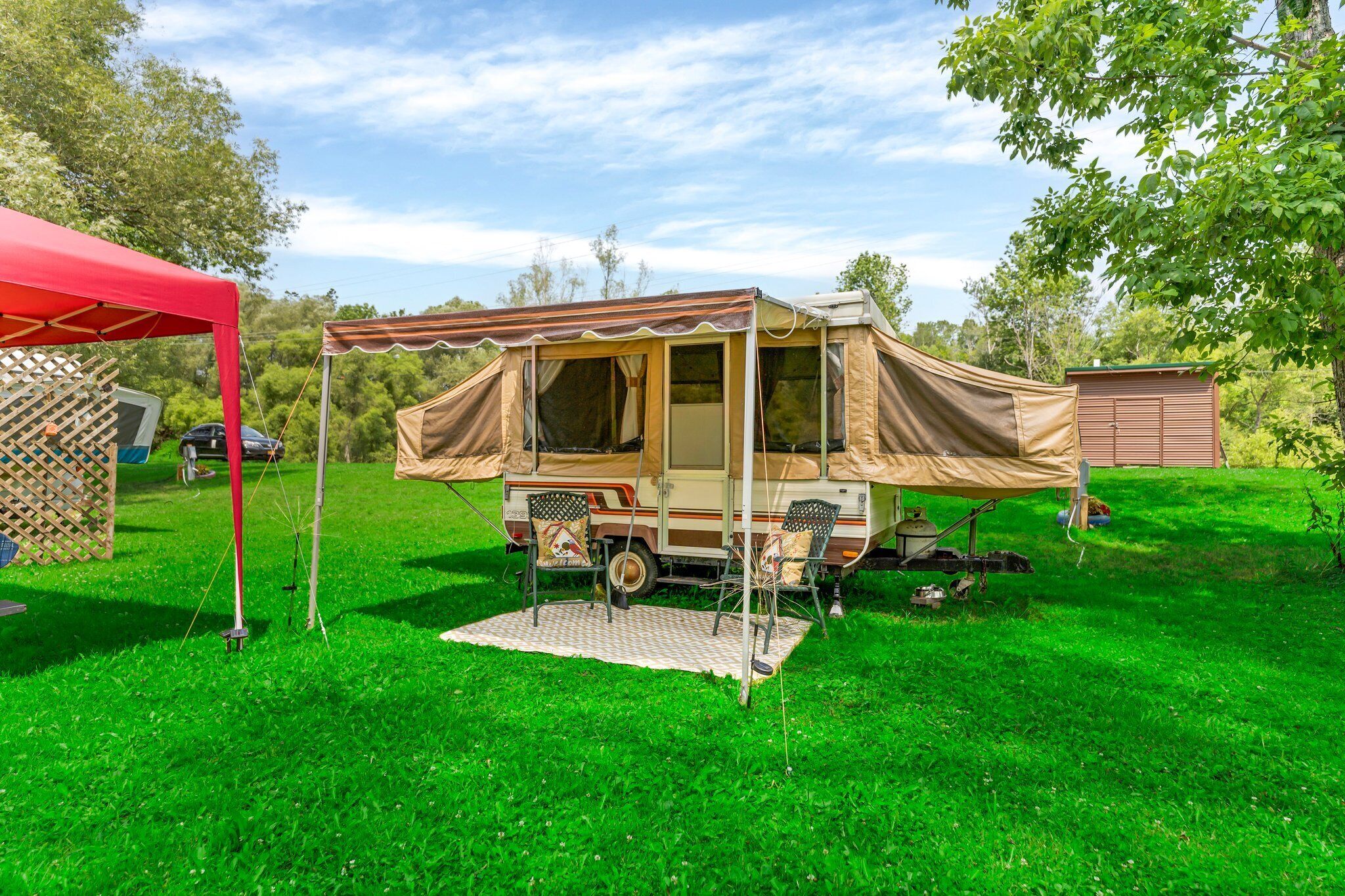 Retro Pop-Up Camper on Ischua Creek @ Campground Adventures