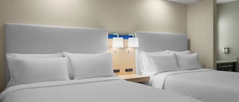 Pillowtop beds, desk, laptop workspace, blackout drapes