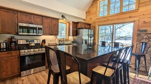 Fridge, microwave, oven, stovetop - 2 Lake Winnipesaukee waterfront homes, 2 boat slips, dogs welcome, hosts 18 (Gilford)