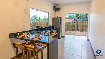 Fridge, microwave, stovetop, toaster