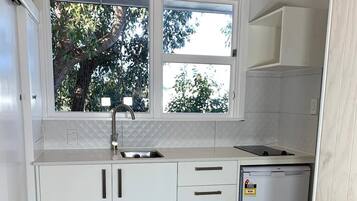 Fridge, microwave, stovetop, toaster
