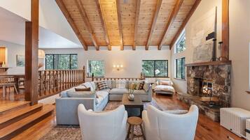 Smart TV, fireplace, video games, foosball