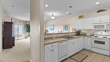 Fridge, microwave, oven, dishwasher