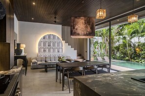 Deluxe Villa, 3 Bedrooms, Bathtub, Pool View | Living area | 32-inch flat-screen TV with digital channels - Umayam Luxury Townhouse 7 by Alfred in Bali (Canggu)