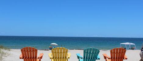 On the beach, windsurfing, motor boating, fishing