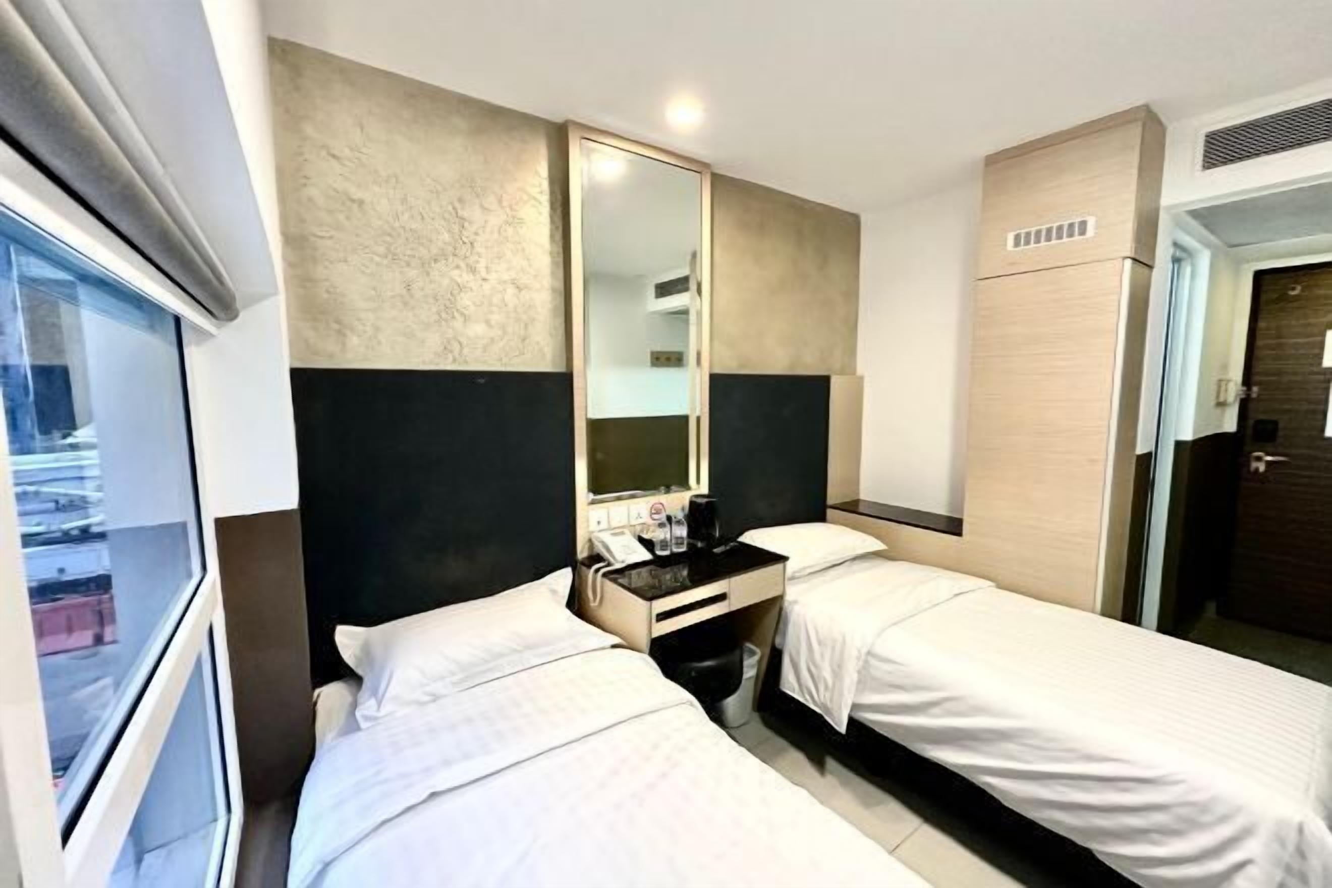 Desk, free WiFi, bed sheets