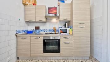 Großer Kühlschrank, Mikrowelle, Ofen, Herdplatte