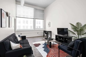 TV, offices - TWO CozySuites Apartment with Skybridge Access #2 (Indianapolis)