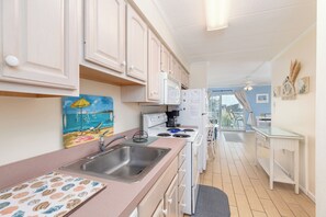 Fridge, microwave, oven, stovetop - Adorable, highly-amenitized 1-bedroom oceanfront condo with free WiFi, HBO, and an outdoor pool located steps from the beach! (OCEAN CITY)