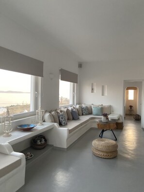 Deluxe Villa | Living area - Mykonian Luxury Villa Azure w View Pool (Mykonos)