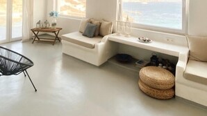 Deluxe Villa | Living area - Mykonian Luxury Villa Azure w View Pool (Mykonos)