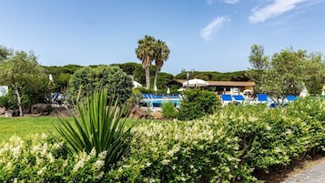 Seasonal outdoor pool, pool umbrellas, sun loungers