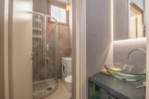 Family Apartment, Multiple Bedrooms (White Sand House) | Bathroom | Shower, hair dryer, bidet, towels