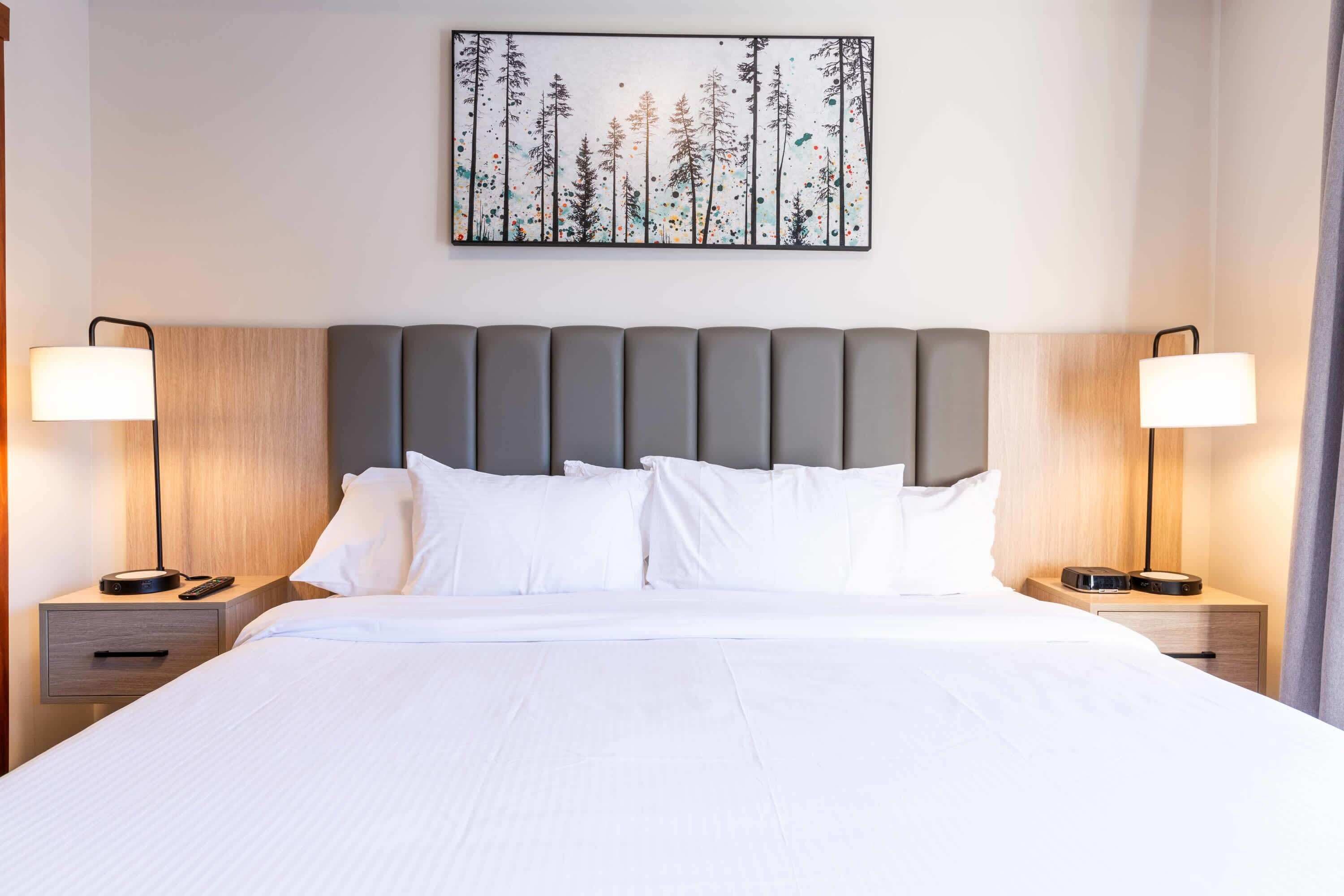 2 habitaciones, escritorio y tabla de planchar con plancha 