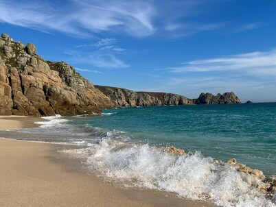 Panoramic sea views, overlooking the beach – on the South West Coast Path