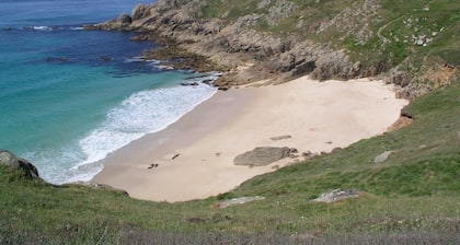 Panoramic sea views overlooking the beach – on the South West Coast Path