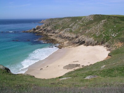 Panoramic sea views overlooking the beach – on the South West Coast Path