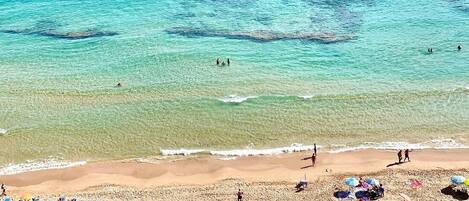 Beach nearby, sun loungers