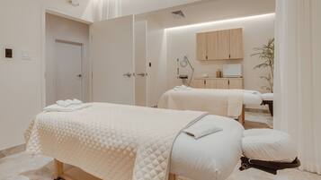 Sauna, steam room, body treatments, aromatherapy, deep-tissue massages