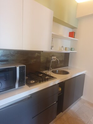 Kühlschrank, Mikrowelle, Ofen, Herdplatte