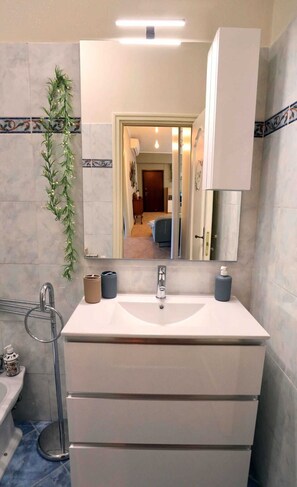 Regadera, secadora de cabello, bidet, toallas 