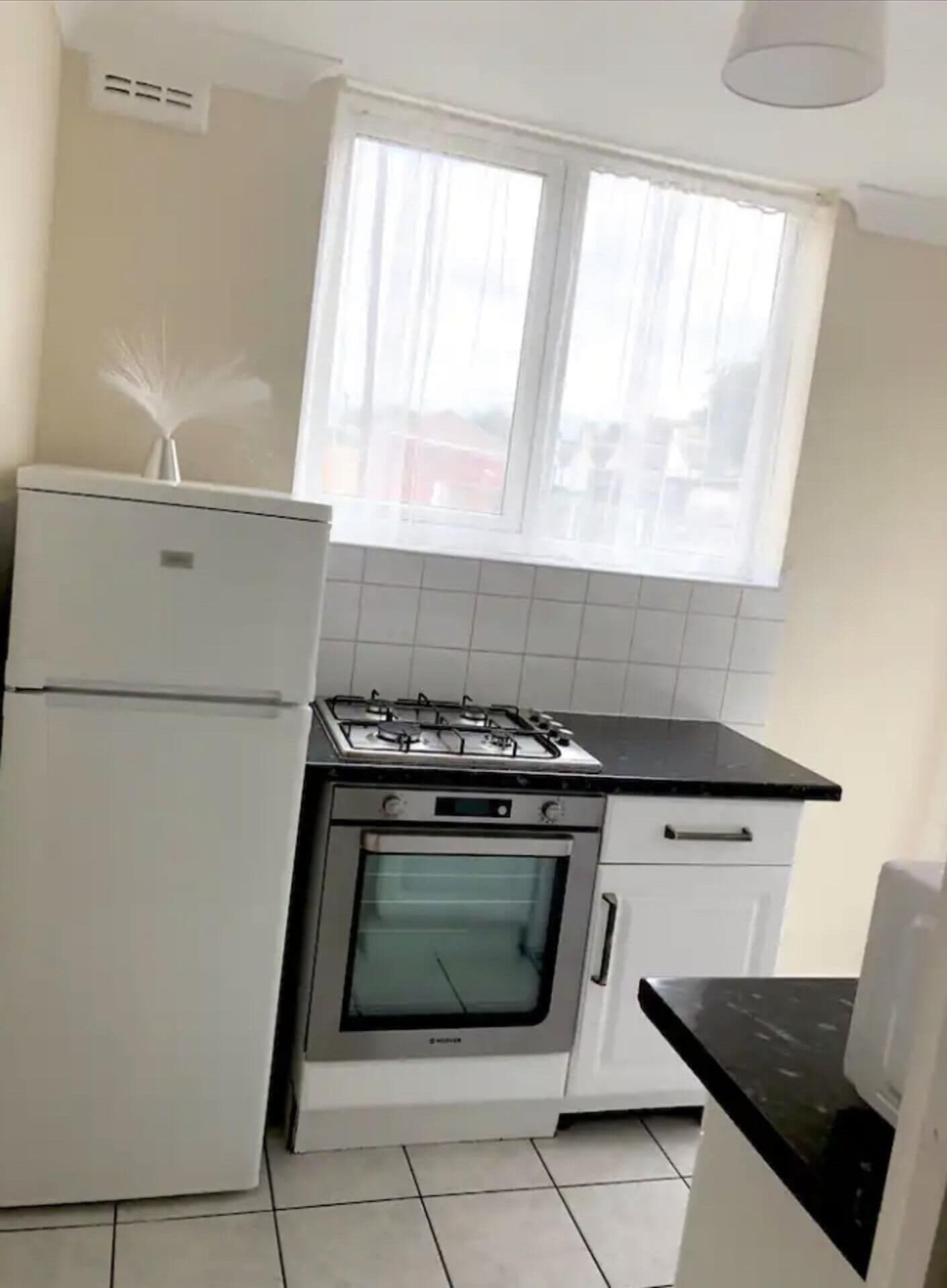 Apartment | Private kitchen | Fridge, microwave, oven, stovetop