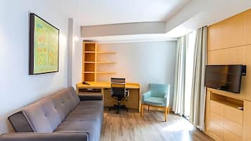 Apartment | Living area | 30-inch TV with cable channels