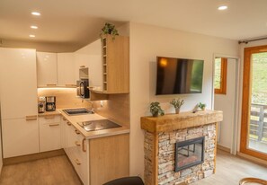 Fridge, microwave, dishwasher, coffee/tea maker - 200m from ski slopes, 1st floor, view ski slopes, swimming pool, sauna, balcony, fireplace or stove (Les Orres)