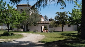 A building with a tiled roof, surrounded by trees and a gravel path. - Molikè Country House  (Giulianova)