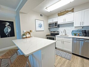 Fridge, microwave, oven, dishwasher