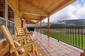 Terrace/patio - Pond Property with Mountain Views walking distance to food and minutes to Vallecito Lake and close to Durango (train/Mesa Verde and Million Dollar HWY) (Bayfield)