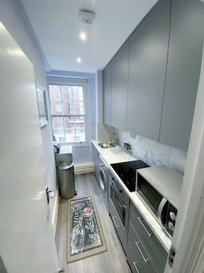 Kühlschrank, Mikrowelle, Ofen, Herdplatte