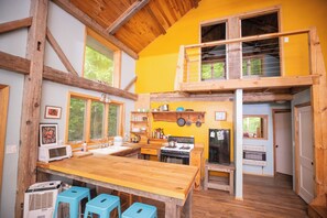 Fridge, oven, toaster, cookware/dishes/utensils - Tadpole ~ From Furniture Maker to Cozy-Hide-Away (Stanton)