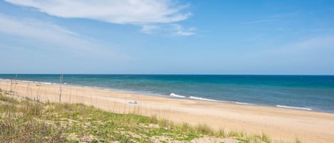A beach with clear skies and calm waters.