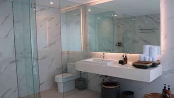 Free toiletries, hair dryer, bathrobes, towels