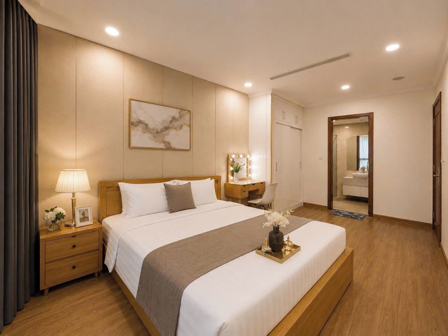 Căn hộ Deluxe, 2 phòng ngủ | Bộ trải giường bằng vải cotton Ai Cập, bộ đồ giường cao cấp 