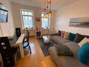 TV, fireplace, ping pong
