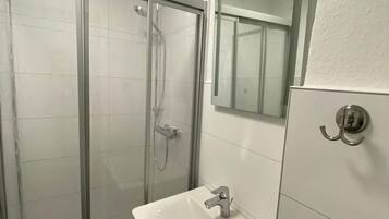 Hair dryer, towels, soap