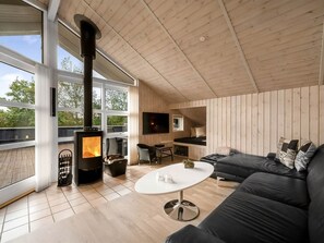 Televisión y chimenea 