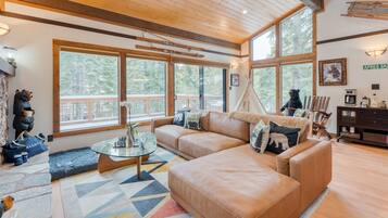 Smart TV, fireplace, video games, foosball