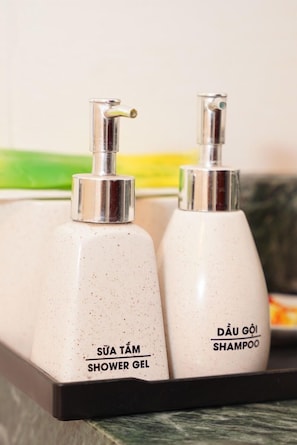 Shower, free toiletries, hair dryer, bidet
