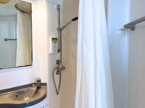 Habitación estándar con 1 cama doble o 2 individuales | Baño | Ducha y toallas