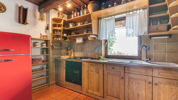 Family House, 2 Bedrooms, Mountainside (Wellness Vineyard Cottage Marjan) | Private kitchen | Fridge, microwave, oven, stovetop