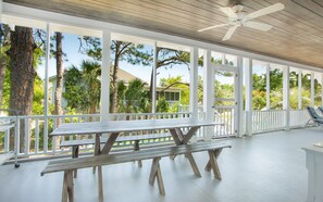 Outdoor dining - Coastal, Airy Historic Cottage on Tybee, Steps from Beach by Tybee Cottages (Tybee Island)