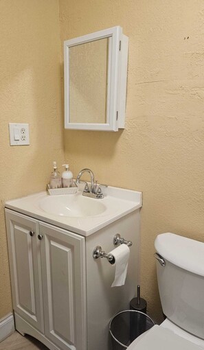 Shower, towels, soap, shampoo