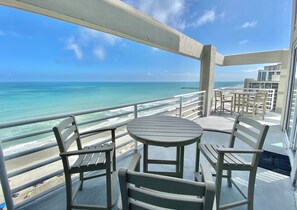 Outdoor dining - Penthouse, oceanfront, 2-story condo with full access to resort amenities!! (Myrtle Beach)