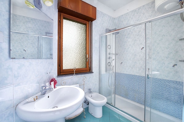 Een douche, een haardroger, handdoeken